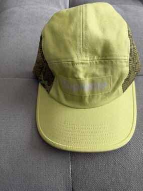 Supreme Neon Yellow and Olive 5-Panel Cap